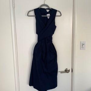 Navy J. Crew midi dress